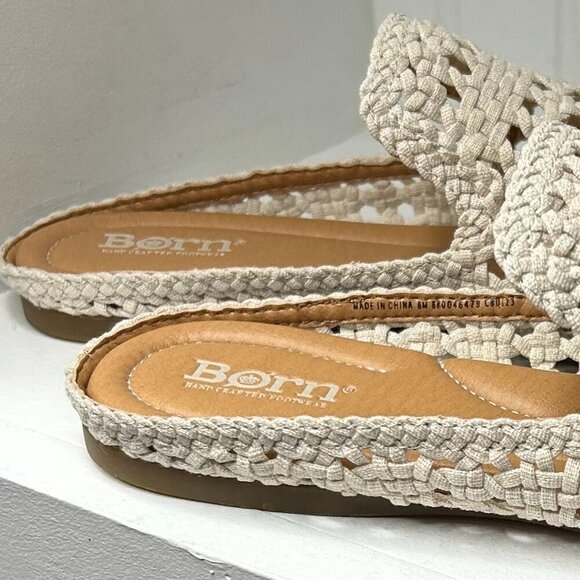 BORN Cameo II Woven Fabric Mules Size 8 in Cream - Picture 2 of 7